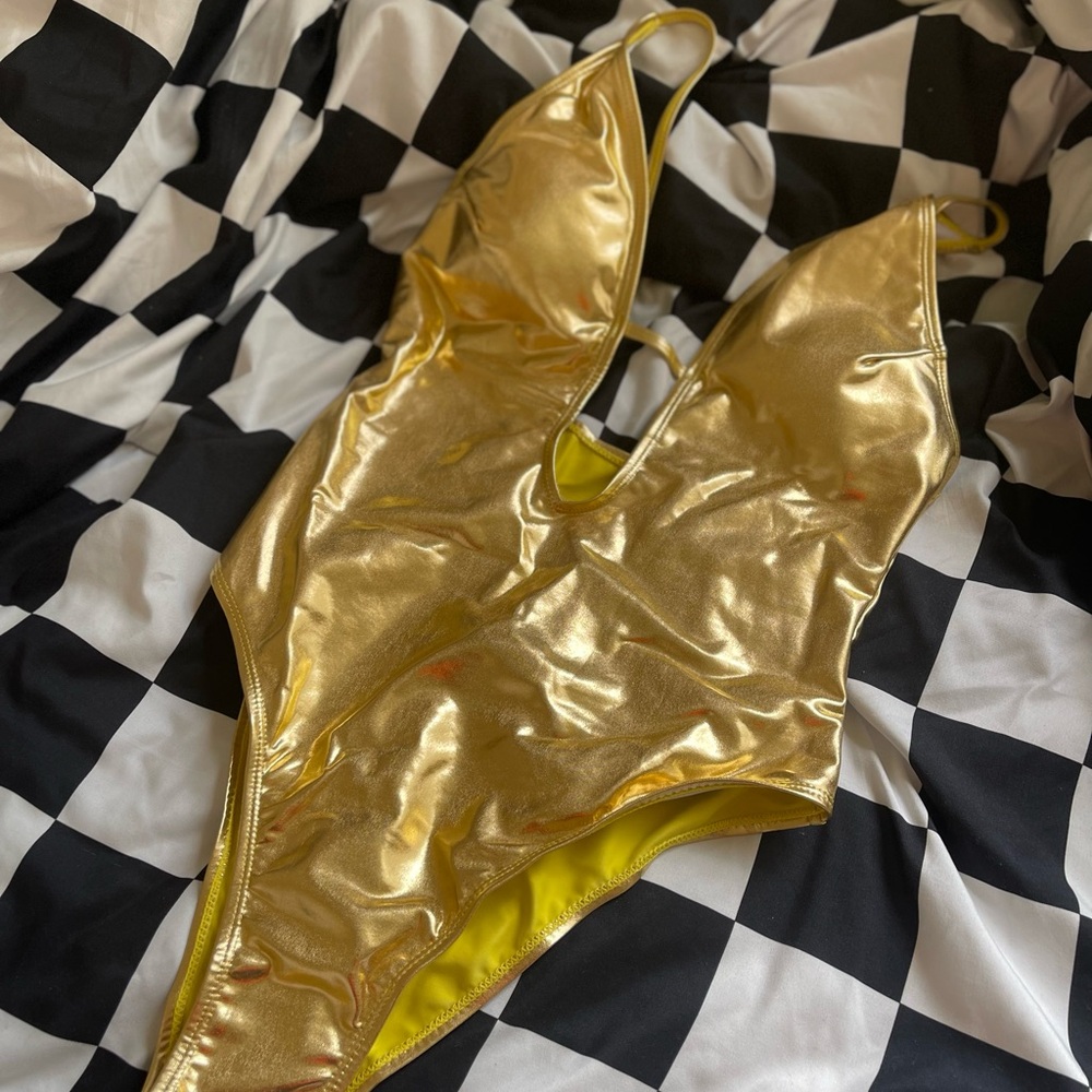 Brand New SHEIN Women’s Gold One Piece Swimsuit size L